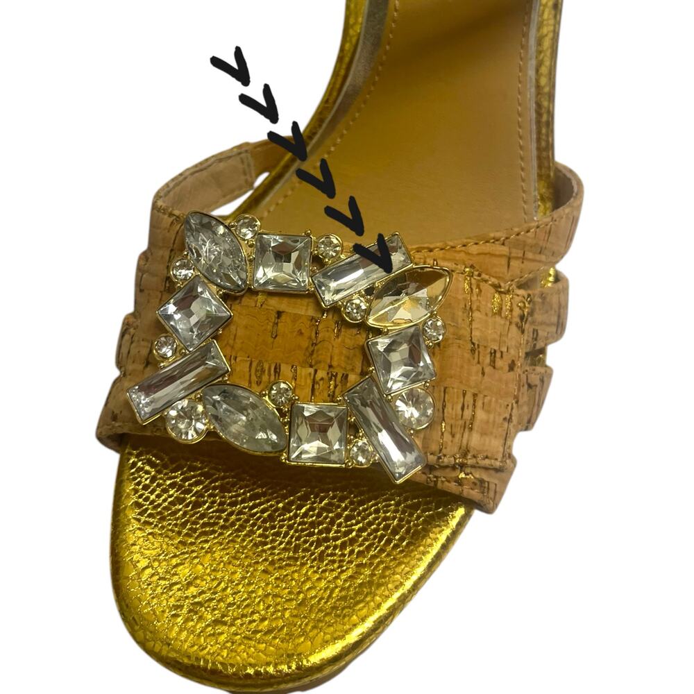 Donald Pliner Galatea Cork Platform Heels Jewels Gold | Sz 7.5 *Flaw* $258 - Picture 7 of 14